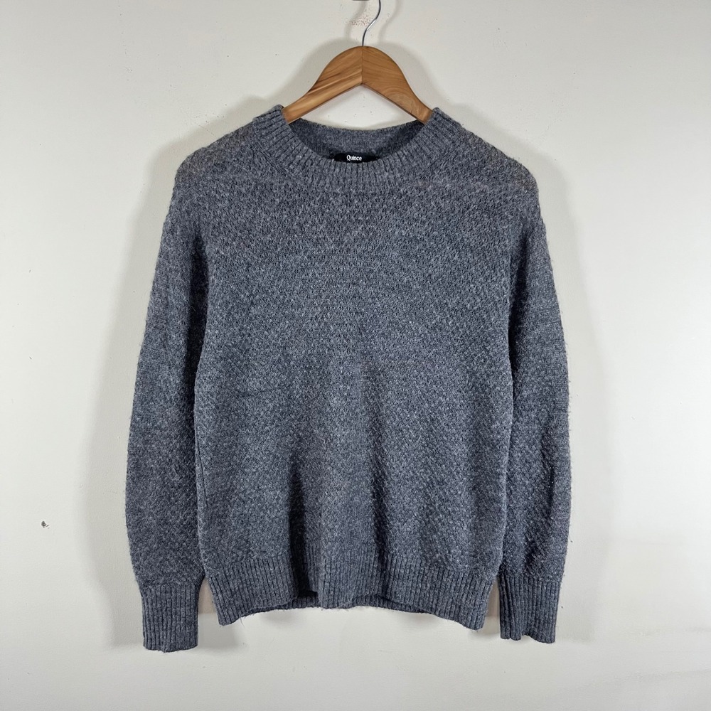 Quince Merino Wool Alpaca Blend Crewneck Sweater Dark Gray Minimalist Mens XS